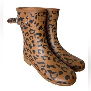 Hunter Original Leopard Print Refined Short Waterproof Rain Boot